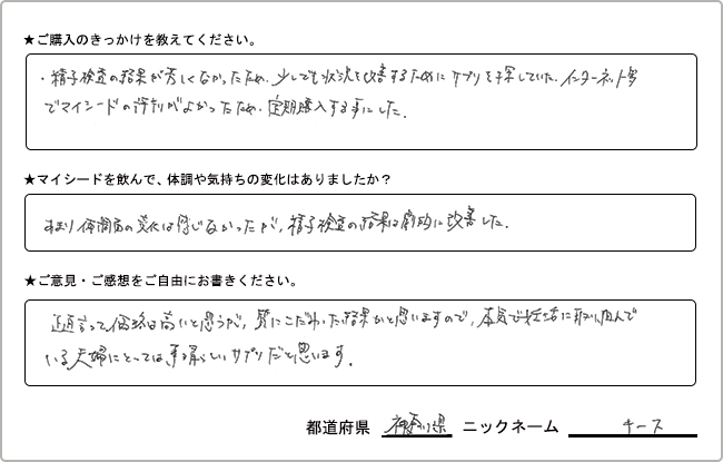 キース様様の
手書きアンケート