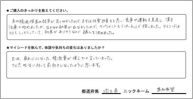 匿名希望様様の
手書きアンケート