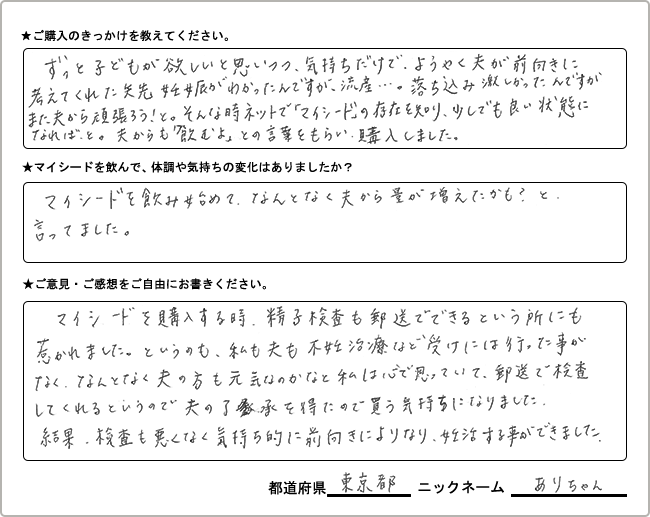 ありちゃん様様の
手書きアンケート