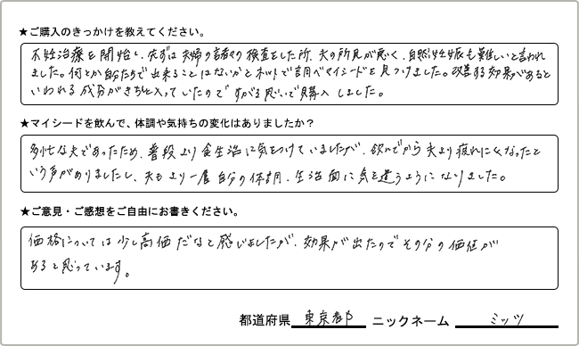 ミッツ様様の
手書きアンケート