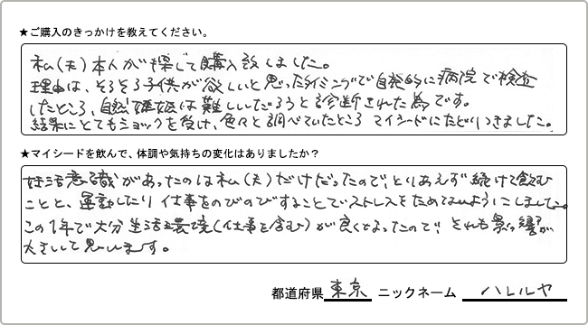 ハレルヤ様様の
手書きアンケート