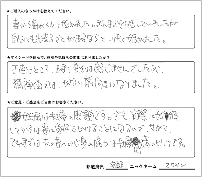 マサヤン様様の
手書きアンケート
