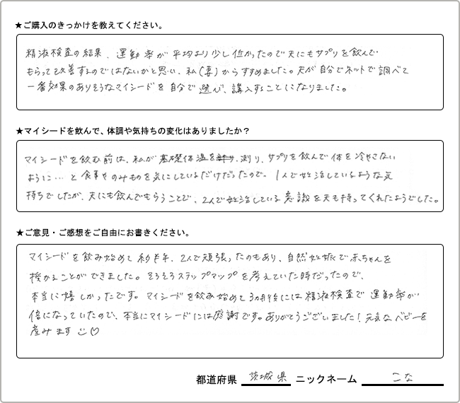 こな様様の
手書きアンケート